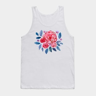 Spring roses bouquet - red and indigo Tank Top